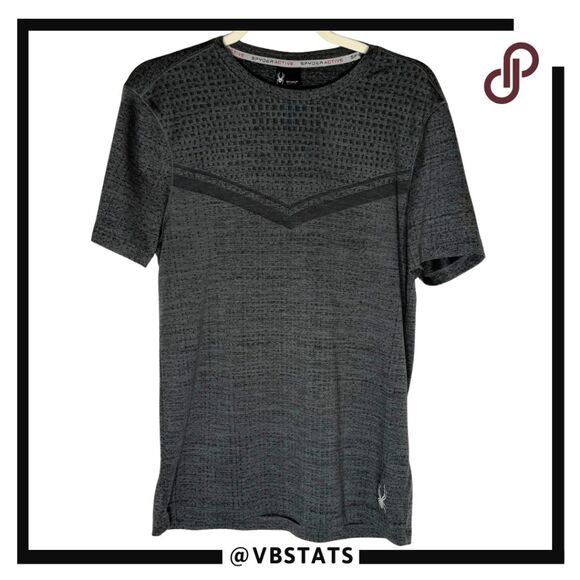 Spyder Active Men's Stretch Crew Neck Short Sleeve T-Shirt Charcoal Gray Small - Picture 1 of 8